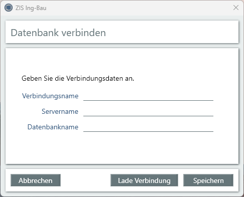 Neue Datenbankverbindung - Fenster
